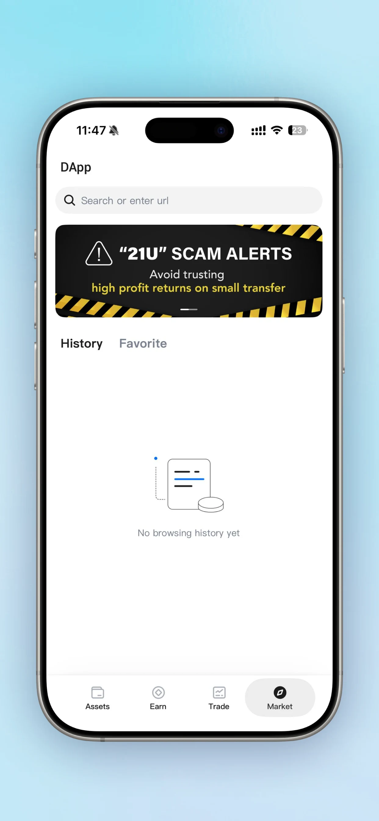 DFunds DApp browser screen