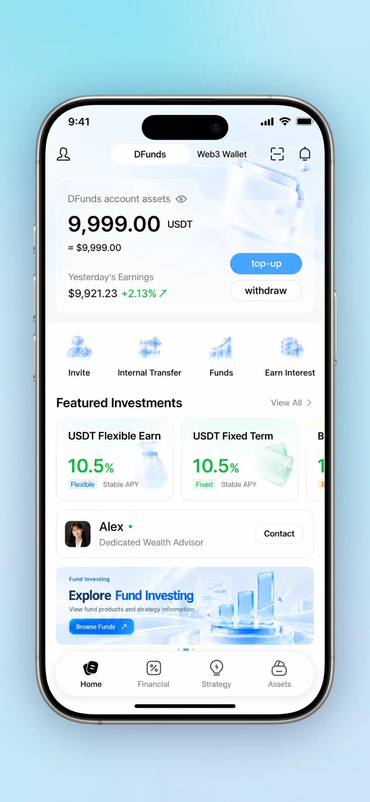 DFunds account home screen
